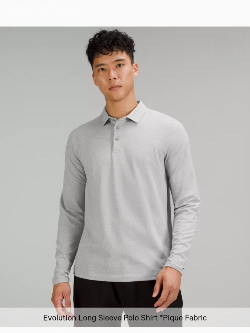 Lululemon Evolution Long Sleeve Shirt Pique Light Gray Polo size XXL